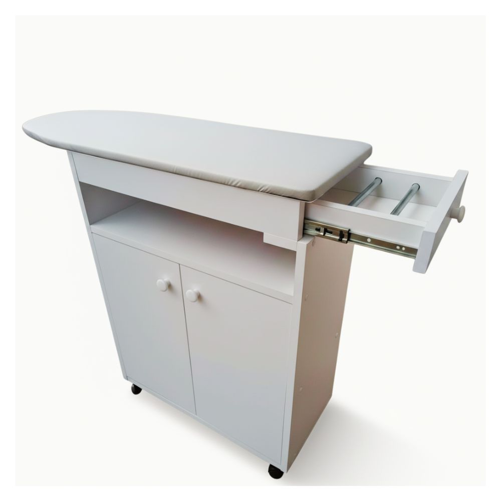 Planchador de ropa blanco con cajones Tapiz superior blanco elegante - Imagen 3