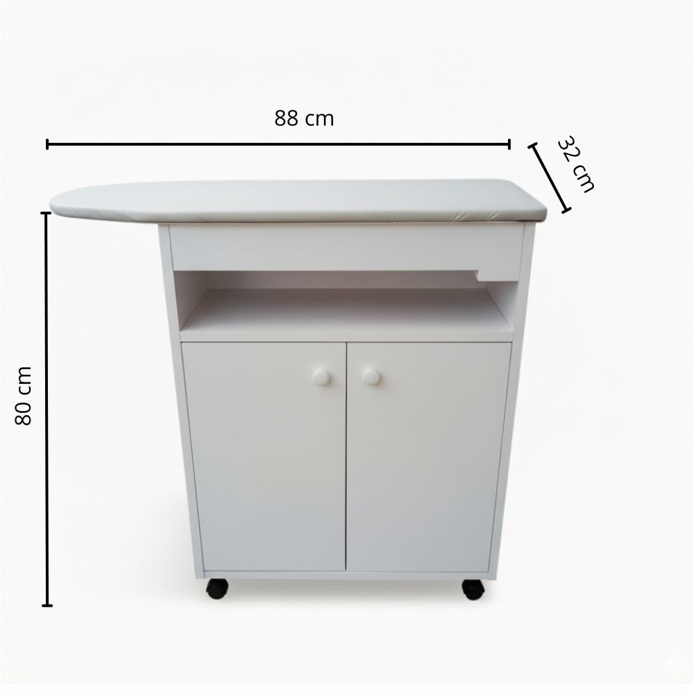 Planchador de ropa blanco con cajones Tapiz superior blanco elegante - Imagen 4