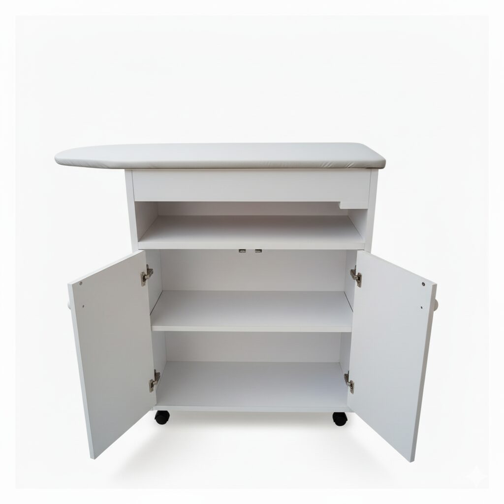Planchador de ropa blanco con cajones Tapiz superior blanco elegante - Imagen 2