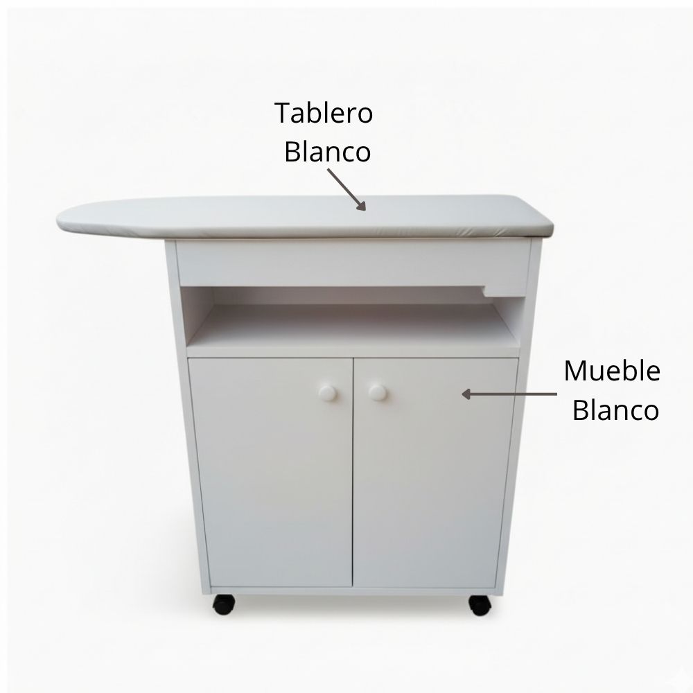 Planchador de ropa blanco con cajones Tapiz superior blanco elegante - Imagen 5