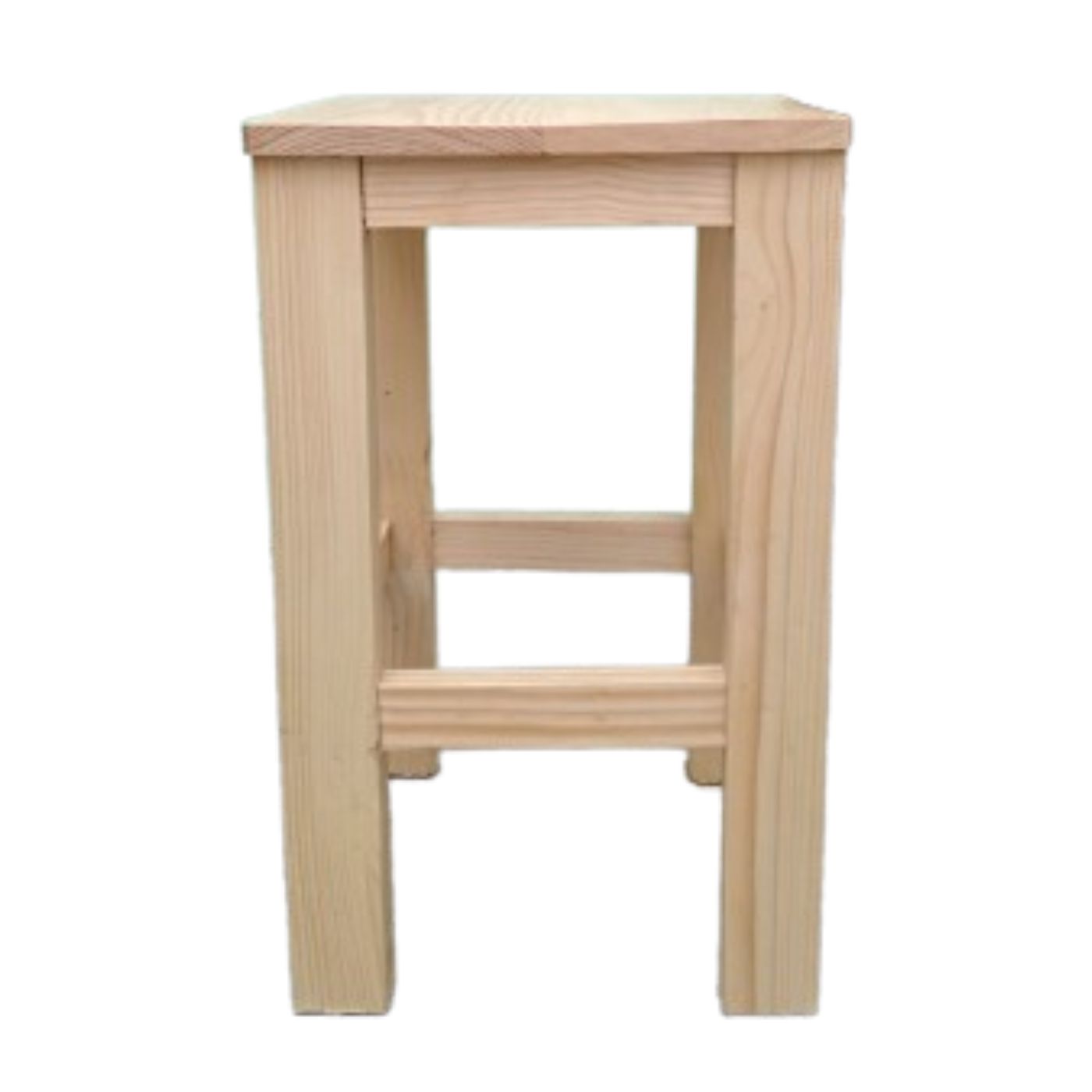 Banquito de Madera de Pino 50 cm – Taburete Multifuncional Acabado Natural Laqueado