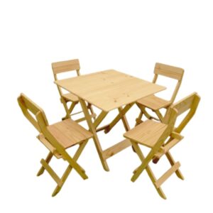 Juego de Comedor Plegable de Madera – Diseño Moderno, Compacto y Funcional