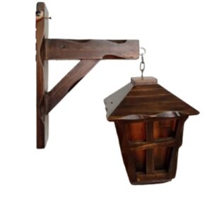 Farol Decorativo de Madera Hechizada con Base Marrón Estilo Rústico para Hogar y Jardín