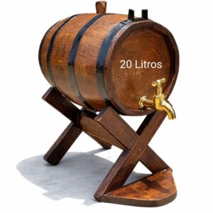 Barril de madera 20 litros en pino con base y grifo funcional
