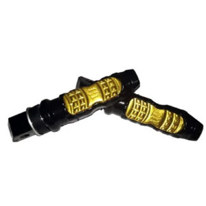 Indispensable Estribos de Motos Monster Negro con Dorado R-L – Antideslizantes y Resistentes