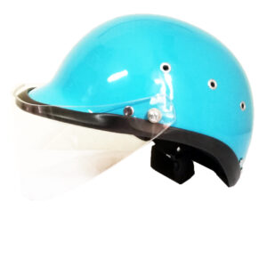 Casco De Moto Tipo Policía Con Visor En Turquesa