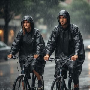 Impermeable para lluvia Ejecutivo Unisex Alta Densidad Tipo Poncho Negro