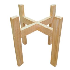 Porta Macetero de Madera Natural con 4 Bases – Soporte Decorativo Compacto 29 cm