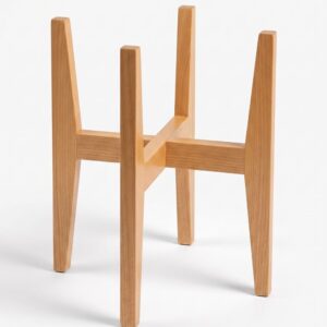 Porta Macetero de Madera Natural con 4 Bases – Soporte Decorativo para Plantas