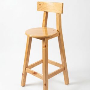 Silla Alta de Madera de Pino Color Natural con Respaldo