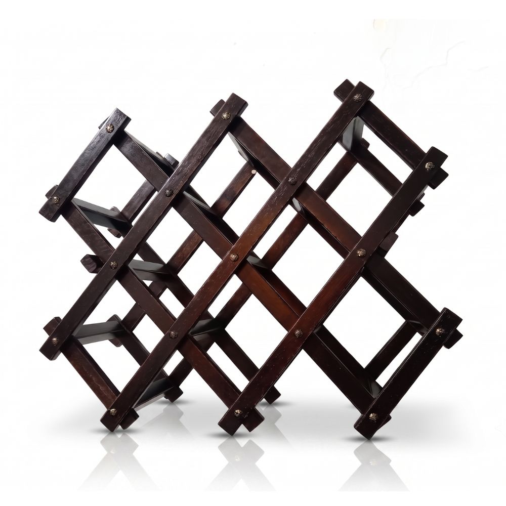 Vinera Montevideo de Madera de Pino Plegable para 10 Botellas Color Marrón – Botellero Organizador de Vinos