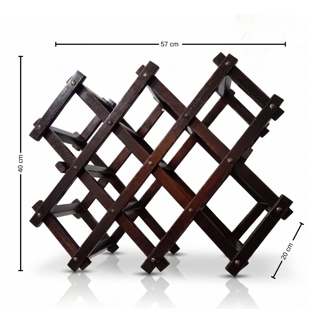 Vinera Montevideo de Madera de Pino Plegable para 10 Botellas Color Marrón – Botellero Organizador de Vinos - Imagen 4