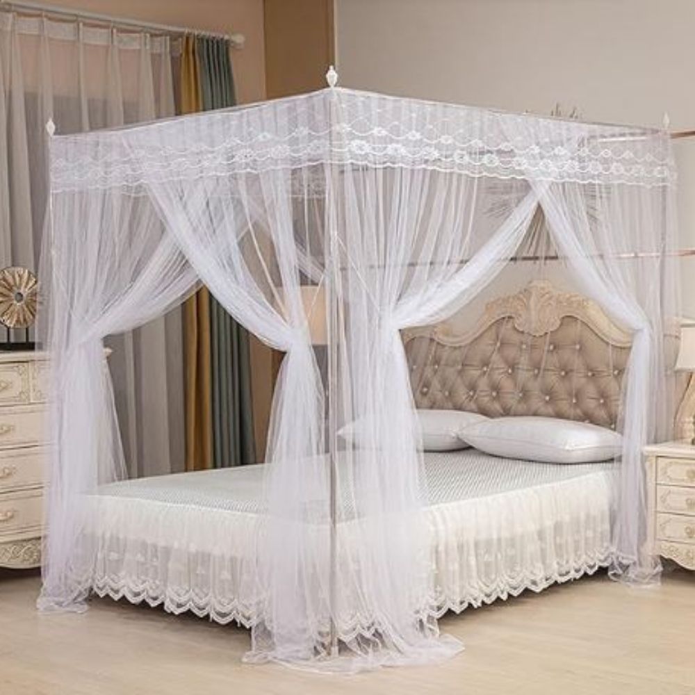 Mosquitero Cuadrado Tipo Carpa Imperial para Cama 2 Plazas y Media con Estructura