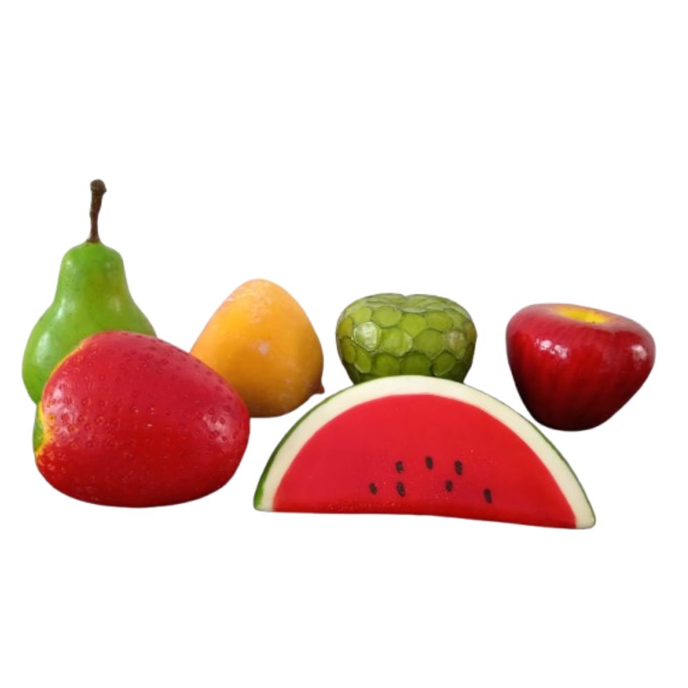 Set de 6 Frutas Decorativas Realistas – Adornos para Cocina y Hogar 9–11 cm - Imagen 3