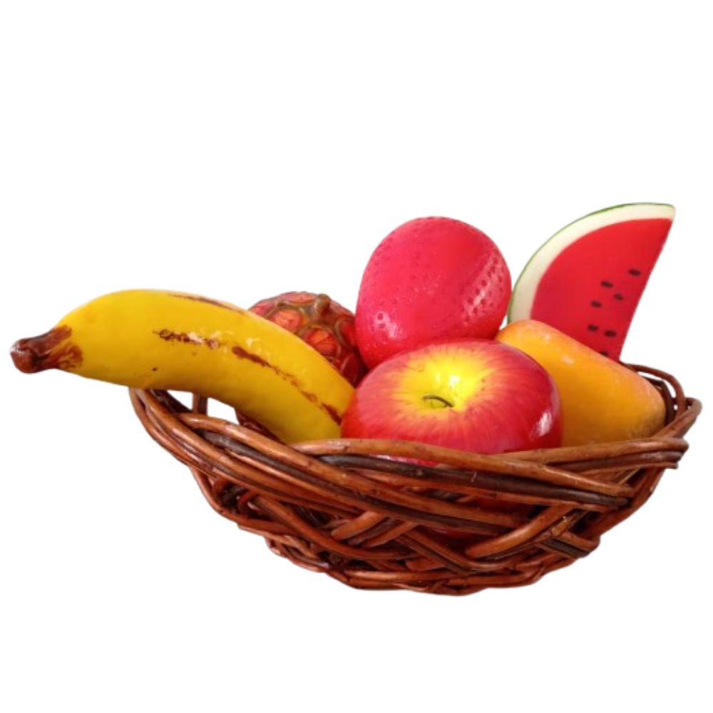Canasta de 6 frutas decorativas - Imagen 2