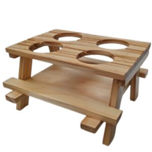 Porta Salsas de Madera con 4 Compartimentos – Organizador para Condimentos y Especias