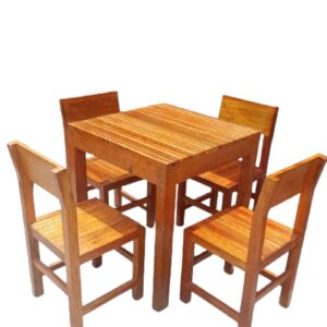 Mesa Paradise de Madera Tornillo con 4 Sillas – Comedor para Restaurante, Terraza y Hogar