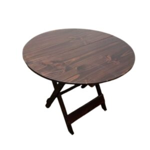 Mesa Plegable Redonda Rústica de Madera de Pino 100 cm – Color Marrón