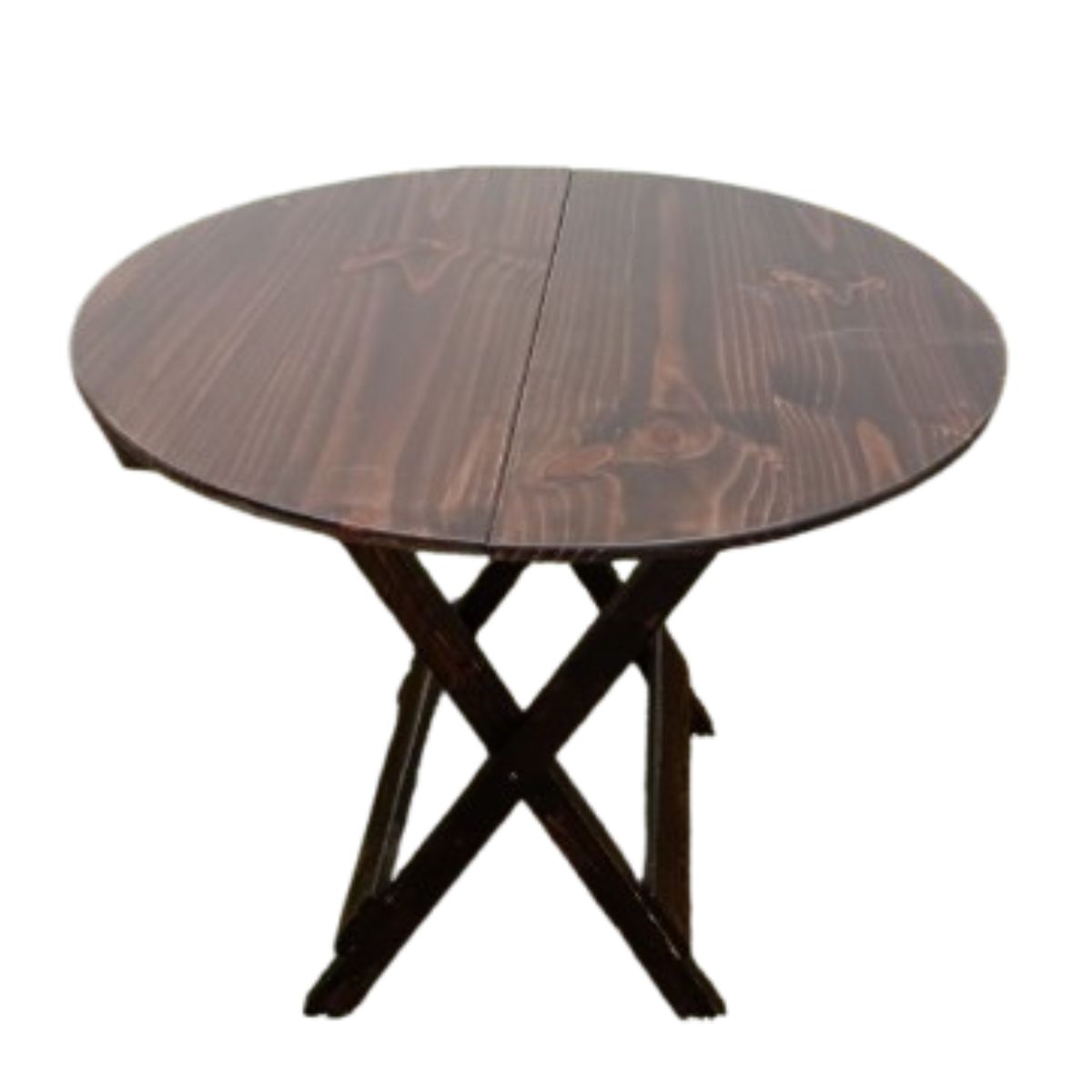 Mesa Plegable Redonda Rústica de Madera de Pino 100 cm – Color Marrón - Imagen 3
