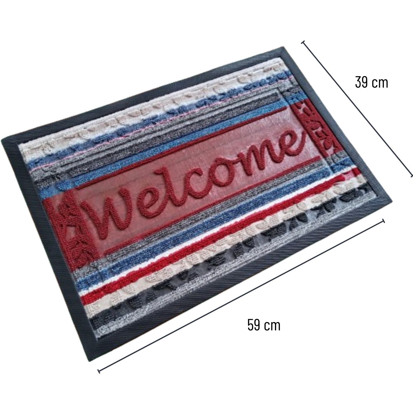Tapete de Entrada Welcome Antideslizante 39x59 cm Decorativo Jebe y Lana - Imagen 3