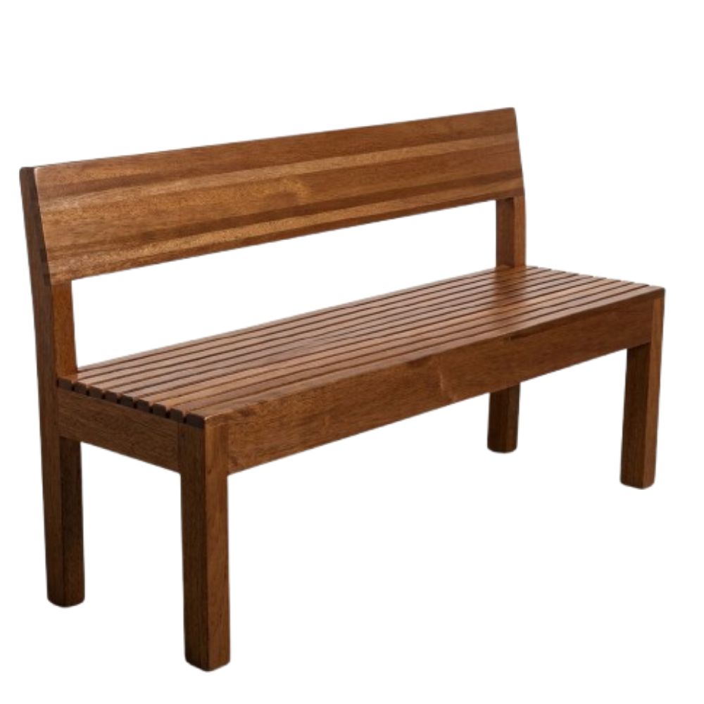 Banca de Madera Arizona enTornillo 1.50 m con Respaldo Decorativo – Para Jardín y Exterior