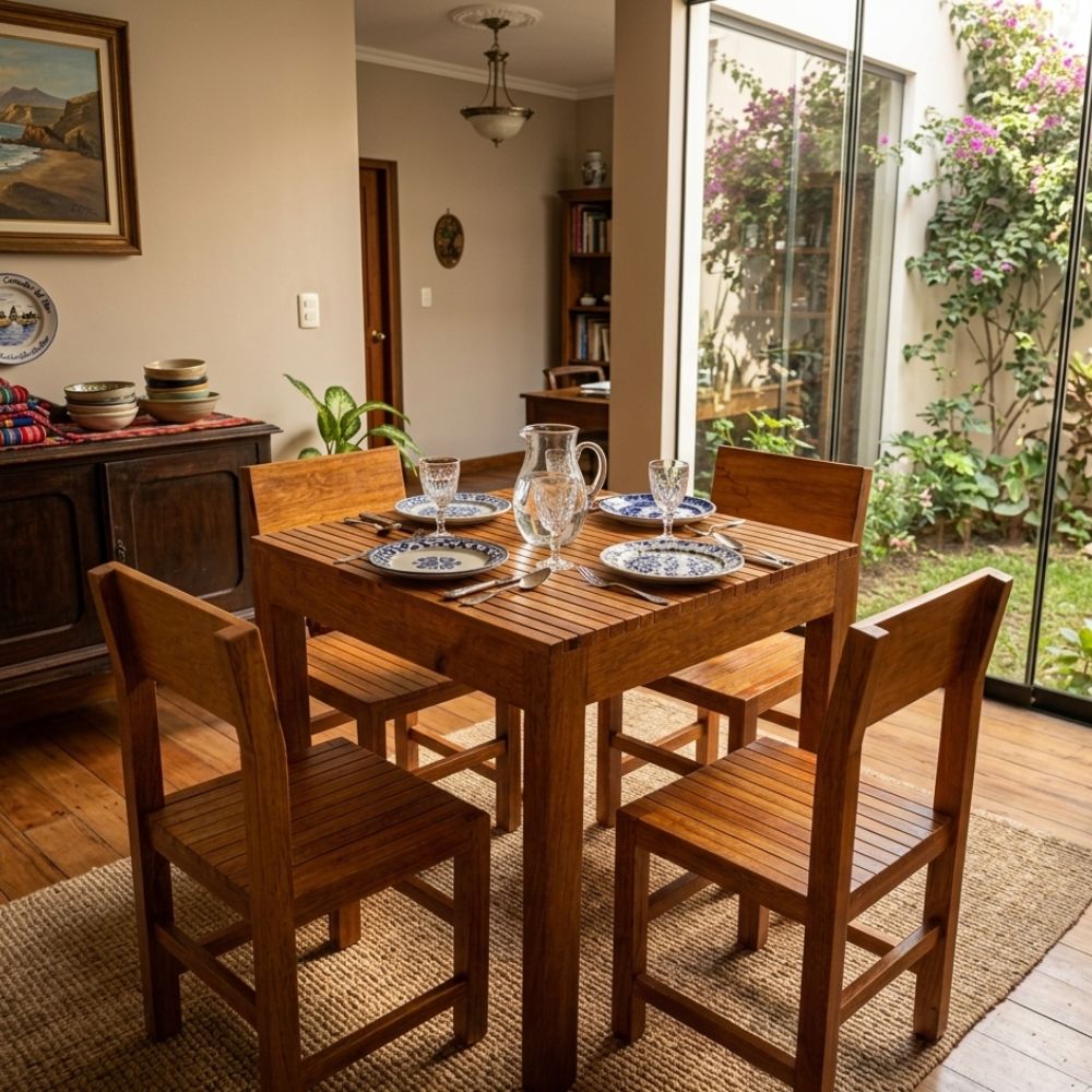 Mesa Paradise de Madera Tornillo con 4 Sillas – Comedor para Restaurante, Terraza y Hogar - Imagen 2