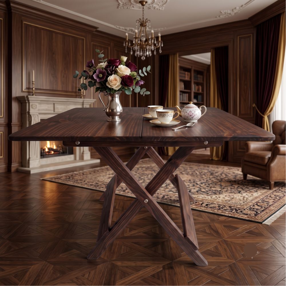 Mesa Plegable Cuadrada Montecarlos de Madera Pino 100 x 100 cm | Acabado Semi Mate | Color Marron - Imagen 4