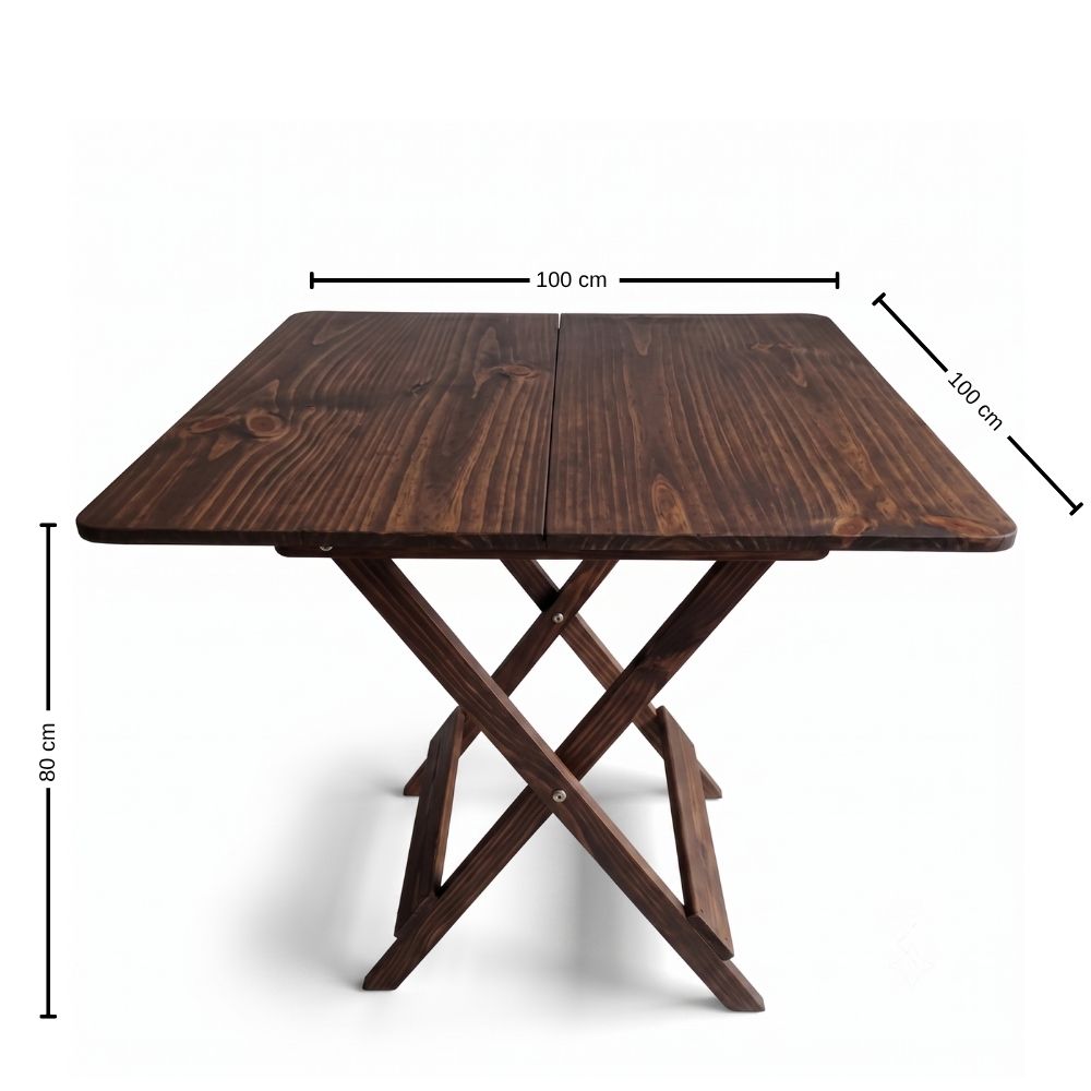 Mesa Plegable Cuadrada Montecarlos de Madera Pino 100 x 100 cm | Acabado Semi Mate | Color Marron - Imagen 3
