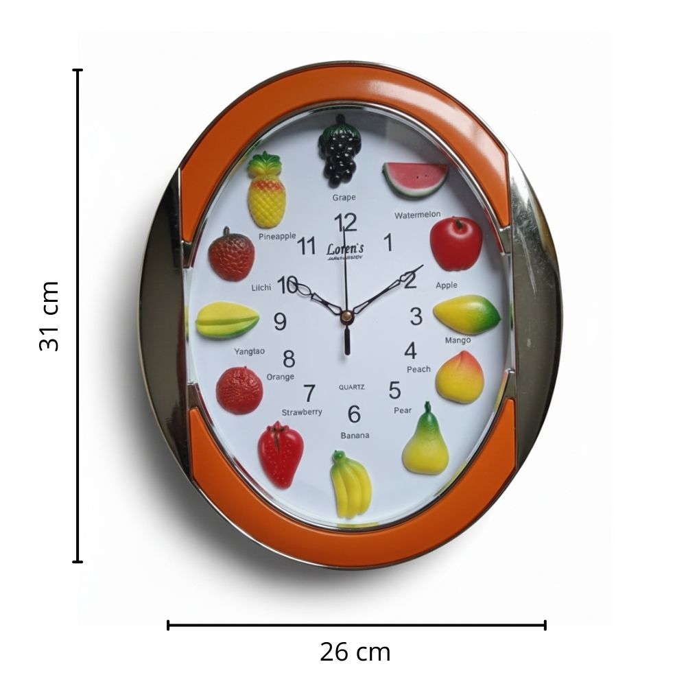Reloj de Pared de frutas Ovalado | Decoración de Cocina Moderna - Imagen 3