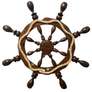 Timón De Barco Decorativo En Madera Grande 100x100cm