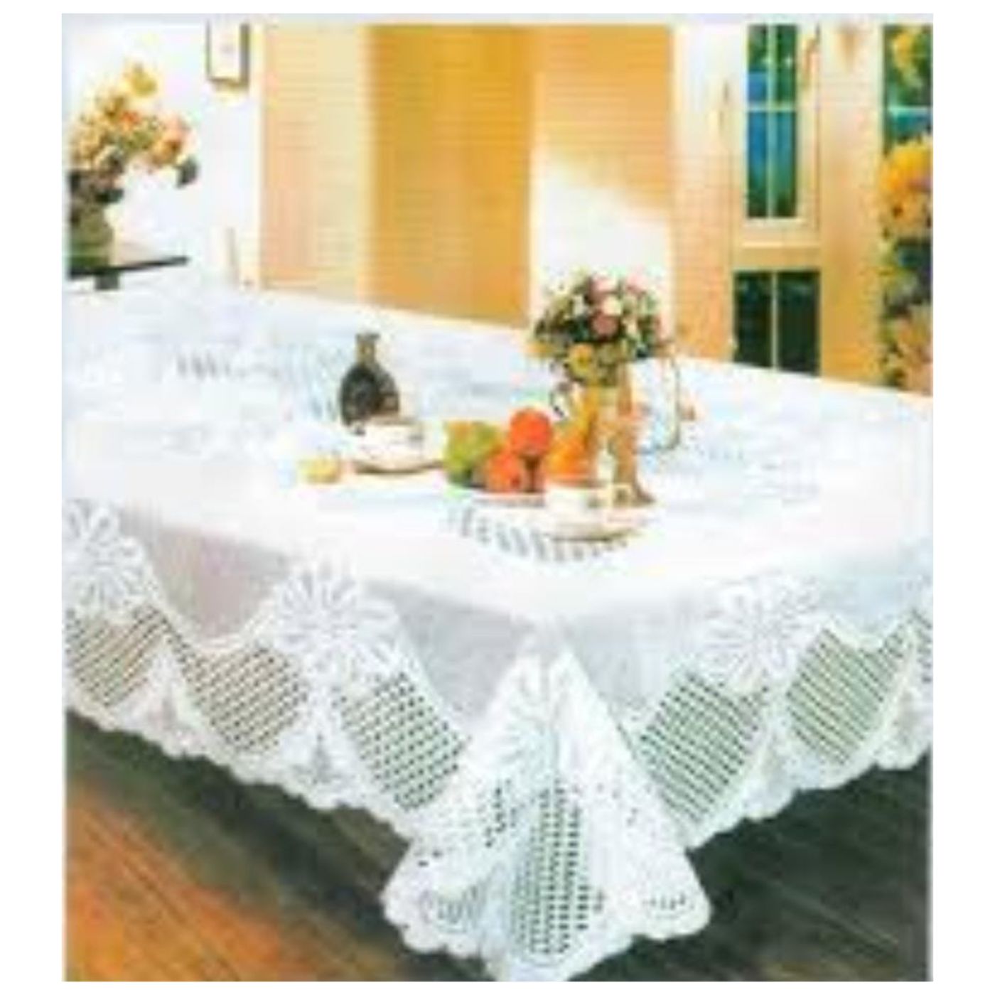 Mantel Bordado Elegante Blanco 150x250 cm – 100% Poliéster
