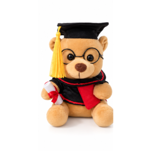 Oso de Peluche Graduado con Birrete, Lentes y Diploma