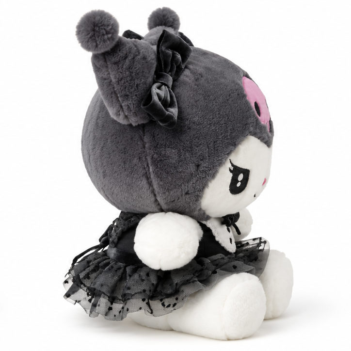 Peluche Gatita Kawaii Negra con Vestido y Lazos - Imagen 2